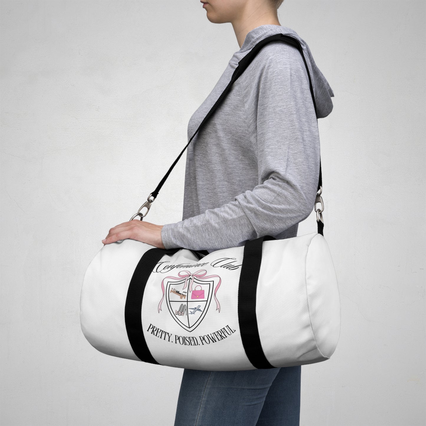 'Confemince Club' Travel Oxford Canvas Duffel Bag [White]