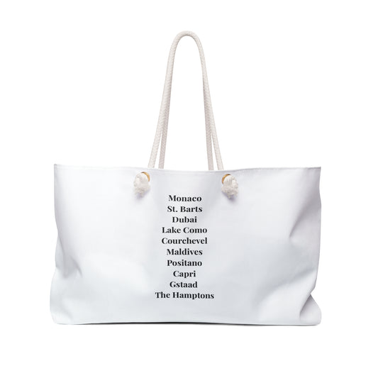 'Million Dollar Destinations' Luxury Travel Weekender Bag [White]