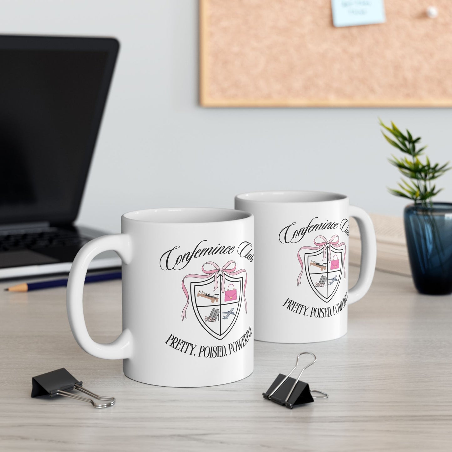 'CONFEMINCE CLUB' Confident + Feminine High Value Woman Empowering Quote Ceramic Coffee Tea Mug (11 oz)