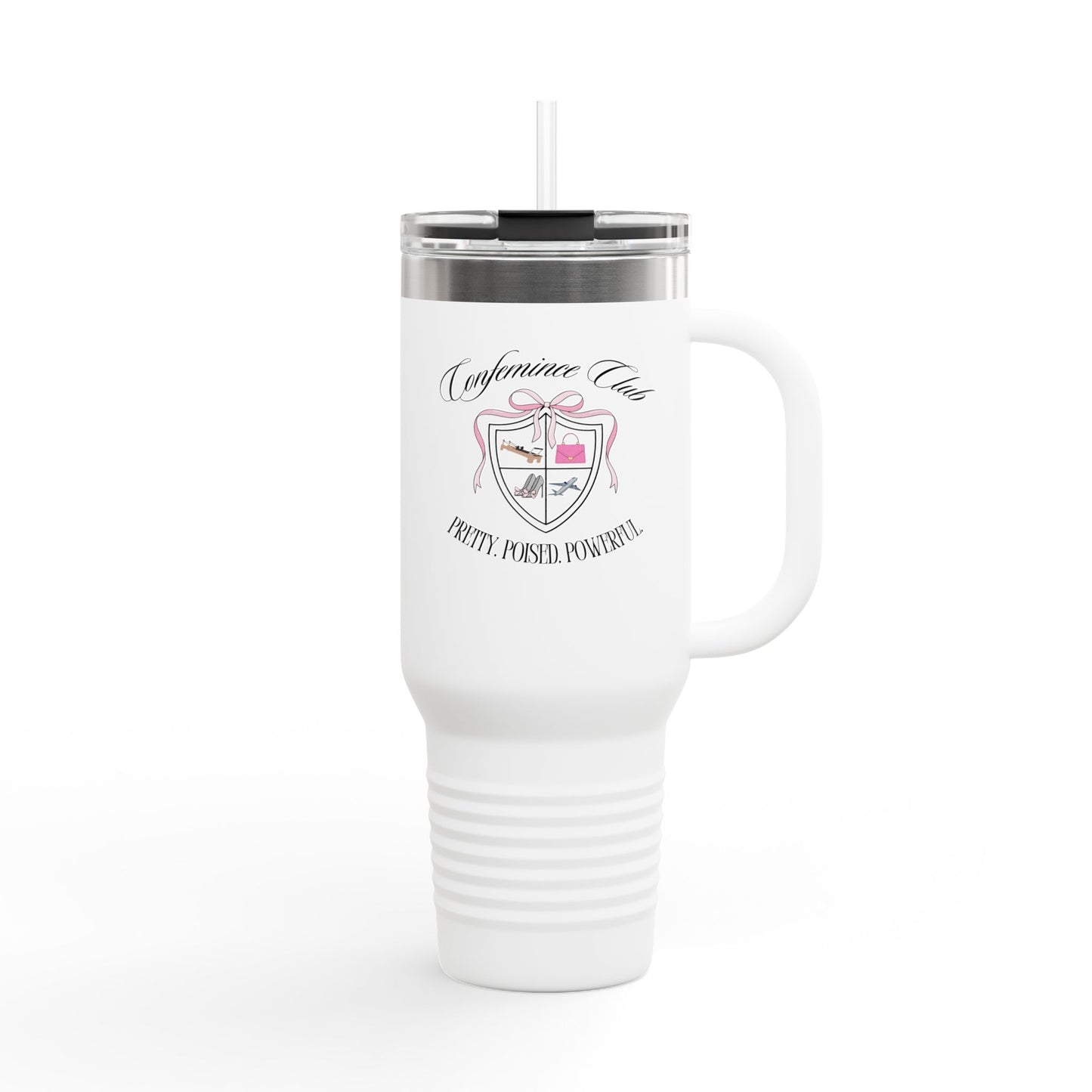 'Confemince Club’ Confident Feminine Energy Quote Insulated Travel Mug, (40oz)