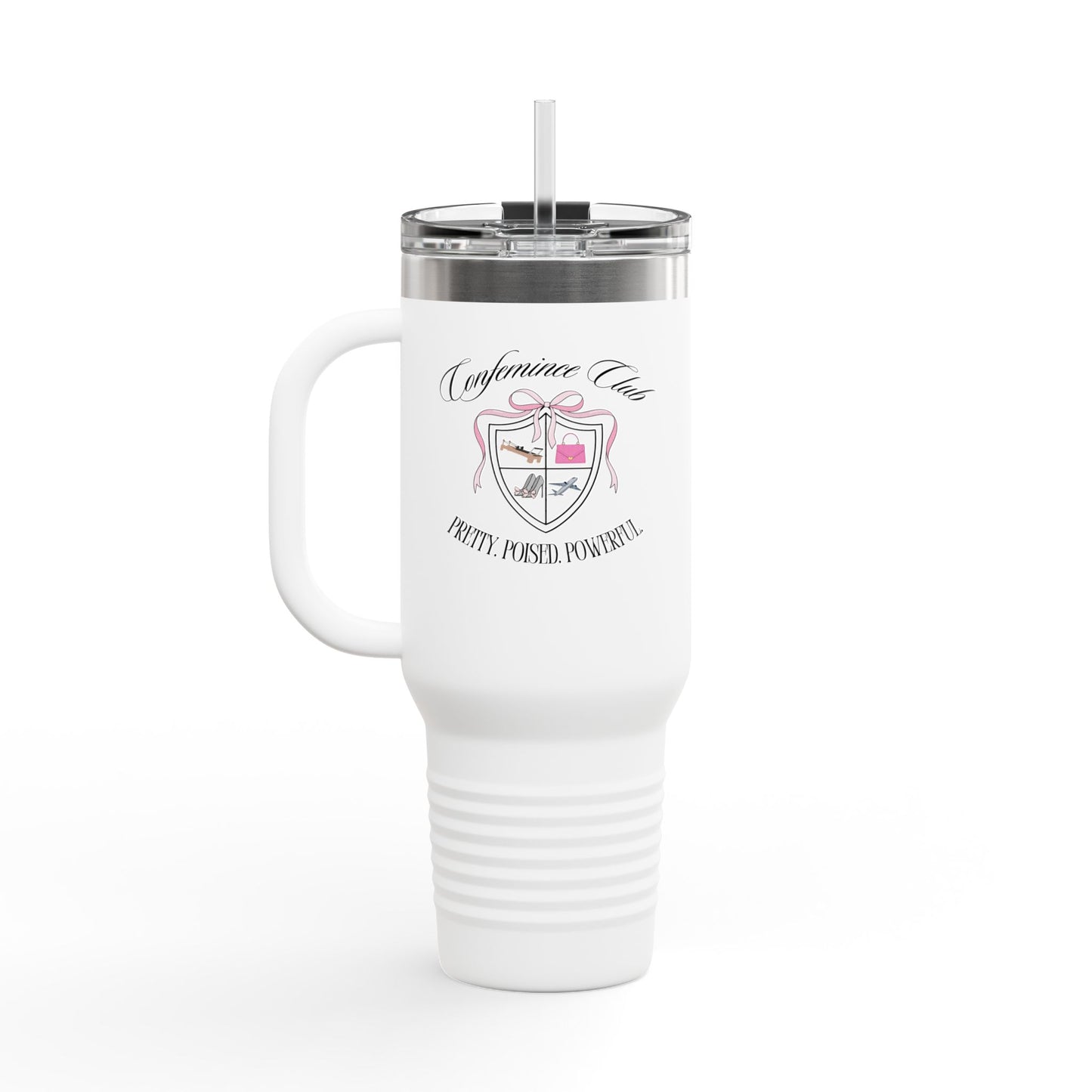 'Confemince Club’ Confident Feminine Energy Quote Insulated Travel Mug, (40oz)