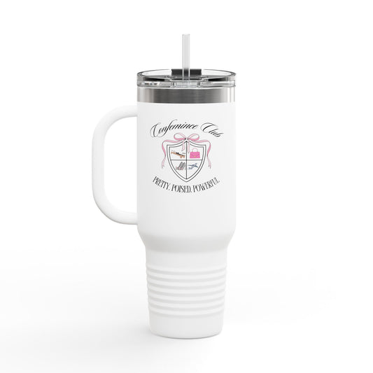 'Confemince Club’ Confident Feminine Energy Quote Insulated Travel Mug, (40oz)