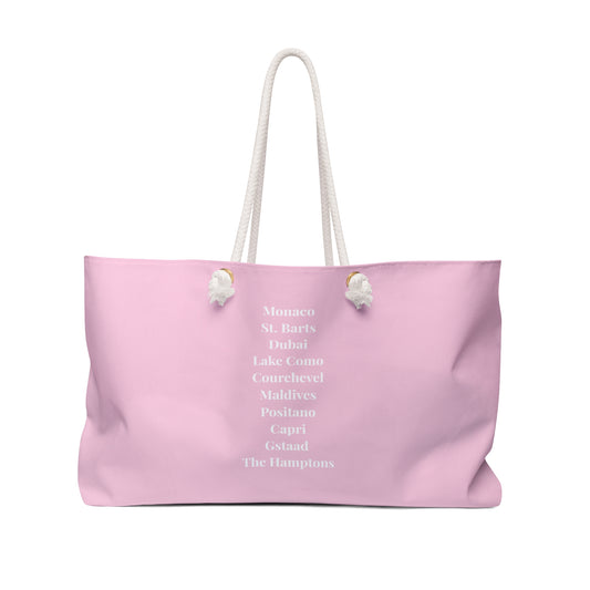 'Million Dollar Destinations' Luxury Travel Weekender Bag [Pink]
